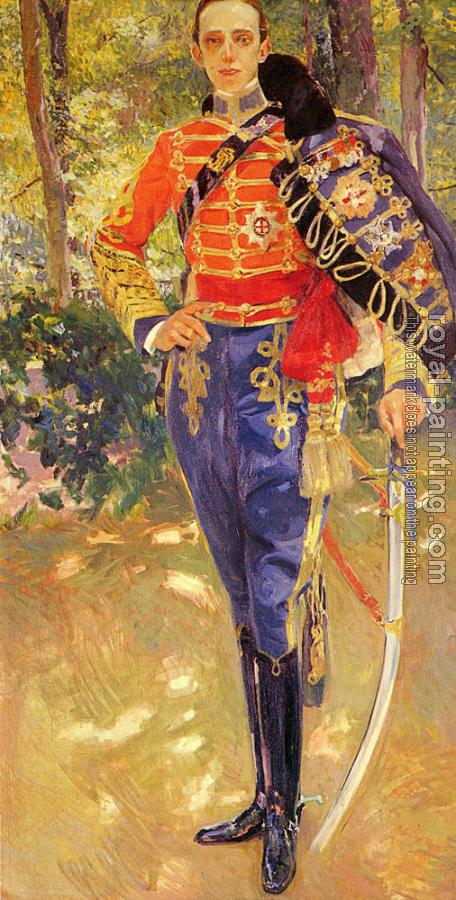 Joaquin Sorolla Y Bastida : Retrato Del Rey Don Alfonso XIII con el Uniforme De Husares